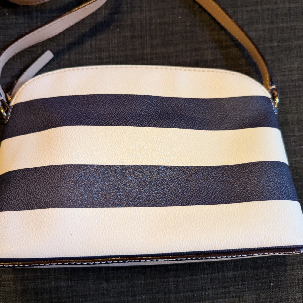 Matching Blue and White Striped Kate Spade Crossbody Purse and Wallet - Picture 3 of 7
